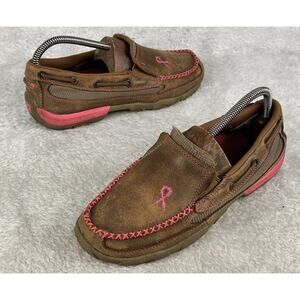 Twisted X Women's Driving Moccasin Casual Slip On Shoes Brown Neon Pink Size 7